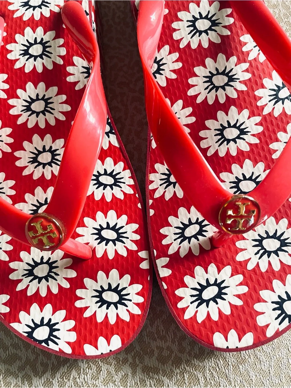 Tory Burch Platform Wedge Thong Flip Flop Sandals Thandie Logo Size 9 NWT